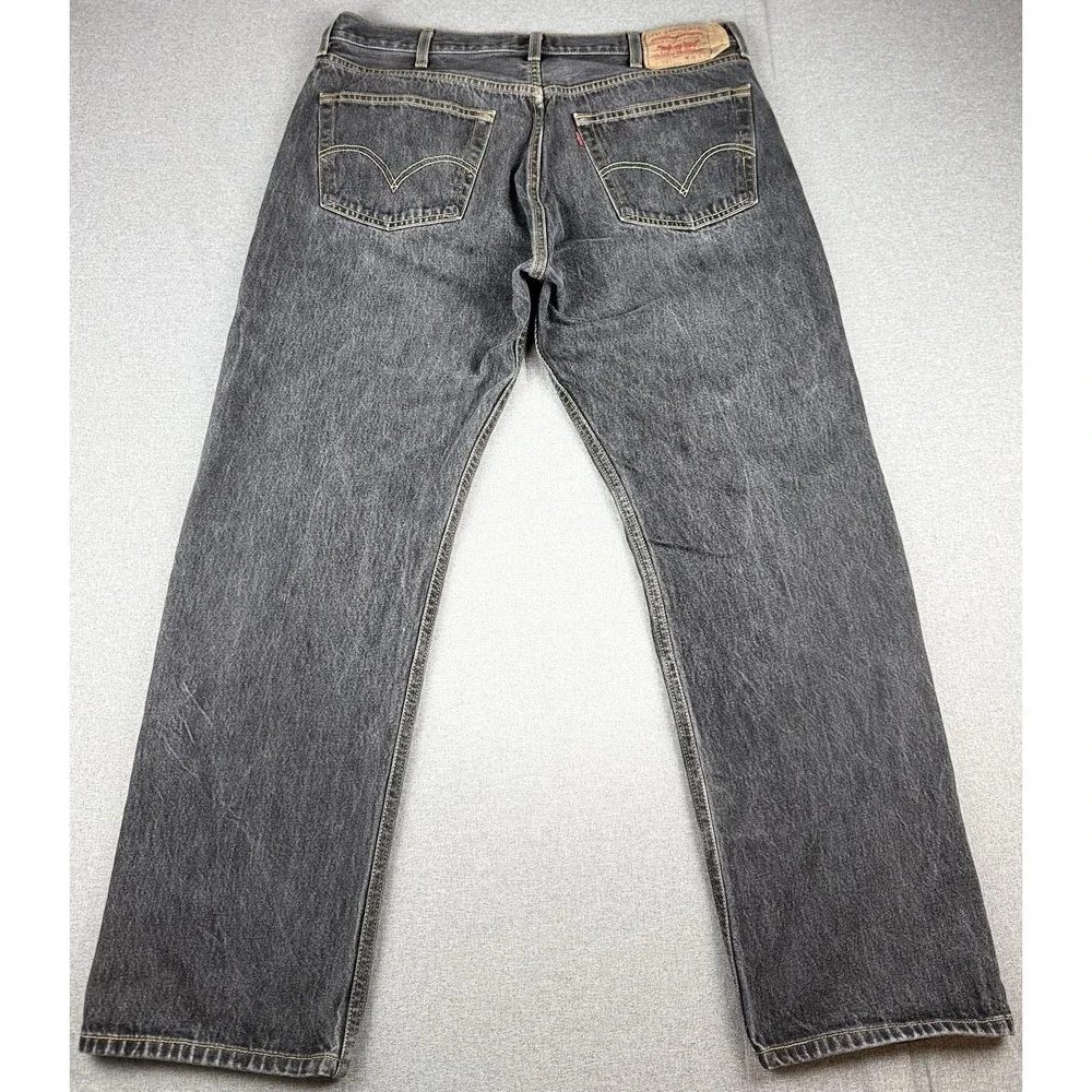 Levi's 501 Jeans Men's 40x32 Black Gray Button Fly Straight Leg Made in Mexico